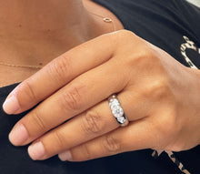 Load image into Gallery viewer, 14K Heavy Solid White Gold Round Cut Natural Diamond Solitaire Semi Bezel Set, Engagement Ring Wedding Bridal 0.76ctw