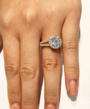 Load image into Gallery viewer, 14k Solid Yellow Gold Round Cut Moissanite and Natural Diamond Engagement Ring Halo Split Shank Style 2.20ctw