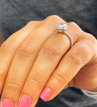 Load image into Gallery viewer, GIA Certifide 14k Solid White Gold Cushion And Round Cut Diamond Engagement Ring Bridal Wedding Halo 2.80ctw F-VS2