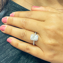 Load image into Gallery viewer, GIA Certifide 14k Solid White Gold Cushion And Round Cut Diamond Engagement Ring Bridal Wedding Halo 2.80ctw F-VS2