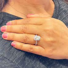 Load image into Gallery viewer, GIA Certifide 14k Solid White Gold Cushion And Round Cut Diamond Engagement Ring Bridal Wedding Halo 2.80ctw F-VS2