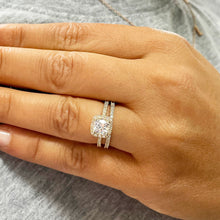 Load image into Gallery viewer, 14k Solid Yellow Gold Cushion Cut Moissanite And Natural Diamond Engagement Ring And Band Bridal Wedding Double Halo 2.00ct