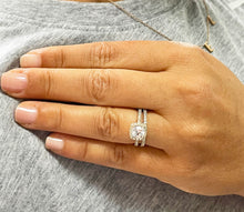 Load image into Gallery viewer, 14k Solid Yellow Gold Cushion Cut Forever One Moissanite And Natural Diamond Engagement Ring And Band Bridal Wedding Double Halo 2.00ct