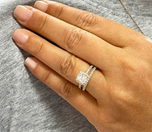 Load image into Gallery viewer, 14k Solid Yellow Gold Cushion Cut Forever One Moissanite And Natural Diamond Engagement Ring And Band Bridal Wedding Double Halo 2.00ct