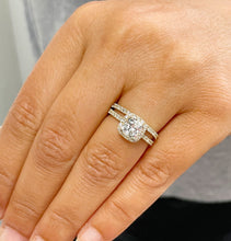 Load image into Gallery viewer, 14k Solid Yellow Gold Cushion Cut Moissanite And Natural Diamond Engagement Ring And Band Bridal Wedding Double Halo 2.00ct