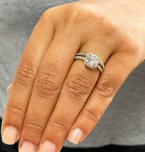 Load image into Gallery viewer, 14k Solid Yellow Gold Cushion Cut Moissanite And Natural Diamond Engagement Ring And Band Bridal Wedding Double Halo 2.00ct