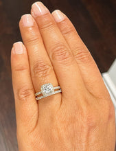 Load image into Gallery viewer, 14k Solid Yellow Gold Cushion Cut Moissanite And Natural Diamond Engagement Ring And Band Bridal Wedding Double Halo 2.00ct