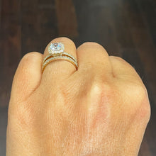 Load image into Gallery viewer, GIA/IGI Certified 14k Solid Yellow Gold Cushion Cut Diamond Engagement Ring And Band Double Halo Diamonds Bridal Wedding Set 2.00ctw F-VS2