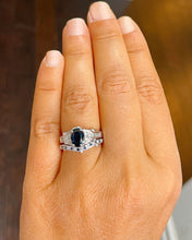 Load image into Gallery viewer, 14k solid white gold oval cut natural sapphire and round cut natural diamonds engagement ring and band Filigree 2.65ctw