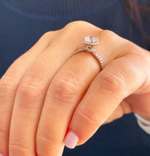 Load image into Gallery viewer, 14k solid rose gold round cut forever one moissanite and natural diamond engagement ring and band 2.00ct