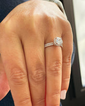 Load image into Gallery viewer, 14k solid rose gold round cut moissanite and natural diamond engagement ring and band 2.00ct