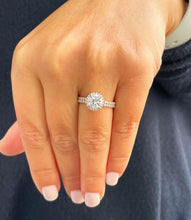 Load image into Gallery viewer, 14k solid rose gold round cut forever one moissanite and natural diamond engagement ring and band 2.00ct