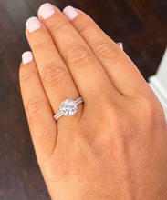 Load image into Gallery viewer, 14k solid rose gold round cut natural diamond engagement ring band halo 1.75ct
