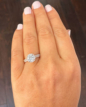 Load image into Gallery viewer, 14k solid rose gold round cut natural diamond engagement ring band halo 1.75ct