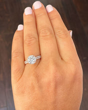 Load image into Gallery viewer, 14k solid rose gold round cut forever one moissanite and natural diamond engagement ring and band 2.00ct