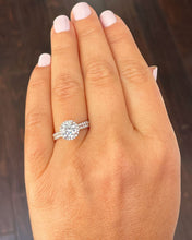 Load image into Gallery viewer, GIA/IGI Certified 14k Solid Rose Gold Round Cut Diamond Engagement Ring And Band Art Deco Halo Wedding Bridal Set 2.00ctw