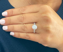 Load image into Gallery viewer, 14k solid rose gold round cut natural diamond engagement ring band halo 1.75ct