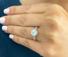 Load image into Gallery viewer, 14k solid rose gold round cut forever one moissanite and natural diamond engagement ring and band 2.00ct