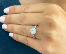 Load image into Gallery viewer, 14k solid rose gold round cut moissanite and natural diamond engagement ring and band 2.00ct