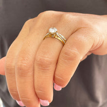 Load image into Gallery viewer, 14k solid yellow gold round cut forever one moissanite and natural diamond engagement ring and band 1.50ct