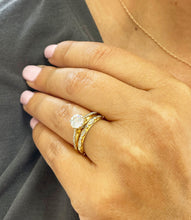 Load image into Gallery viewer, 14k solid yellow gold round cut forever one moissanite and natural diamond engagement ring and band 1.50ct