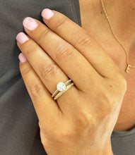 Load image into Gallery viewer, 14k solid yellow gold round cut forever one moissanite and natural diamond engagement ring and band 1.50ct