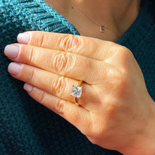 Load image into Gallery viewer, GIA Certified 14k Solid Yellow Gold Princess Cut Diamond Engagement Rring Deco Bridal Wedding Solitaire Prong Setting 2.00ct F-VS2