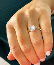 Load image into Gallery viewer, 14k solid yellow gold princess cut Moissanite engagement ring deco Bridal Wedding Anniversary Solitaire Prong Setting 2.00ct