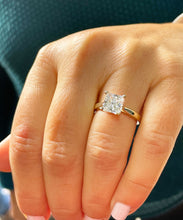 Load image into Gallery viewer, 14k solid yellow gold princess cut Forever One Moissanite engagement ring deco Bridal Wedding Anniversary Solitaire Prong Setting 2.00ct