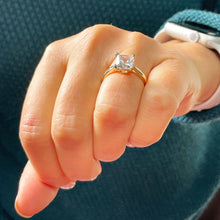 Load image into Gallery viewer, 14k solid yellow gold princess cut Forever One Moissanite engagement ring deco Bridal Wedding Anniversary Solitaire Prong Setting 2.00ct