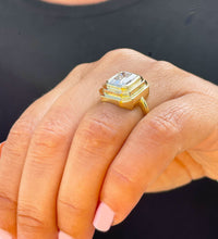 Load image into Gallery viewer, GIA/IGI Certified 14K Solid Yellow Gold Emerald Diamond Ring And Band Solitaire Four Prong Setting Wedding Set 3.00ct F-VS2