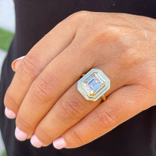 Load image into Gallery viewer, 14K Solid Yellow Gold Emerald Forever One Moissanite Ring Solitaire Bezel Set 3.50ct