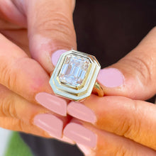 Load image into Gallery viewer, 14K Solid Yellow Gold Emerald Forever One Moissanite Ring Solitaire Bezel Set 3.50ct