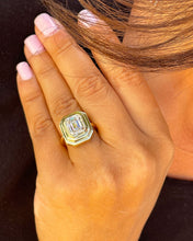 Load image into Gallery viewer, 14K Solid Yellow Gold Emerald Forever One Moissanite Ring Solitaire Bezel Set 3.50ct