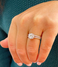 Load image into Gallery viewer, GIA Certified 14k Solid Rose Gold Round Cut Diamond Engagement Ring And Band Art Deco Wedding Bridal Set 2.10ctw