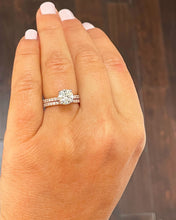 Load image into Gallery viewer, 14k Solid Rose Gold Round Cut Moissanite and Natural Diamond Engagement Ring And Band Bridal Wedding 2.10ct