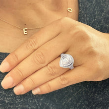 Load image into Gallery viewer, GIA Certified 14K White Gold Pear And Round Cut Diamonds Engagement ring Bezel Set Filigree Antique Style 4.25ctw F-VS2