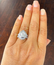 Load image into Gallery viewer, GIA Certified 14K White Gold Pear And Round Cut Diamonds Engagement ring And Band Bezel Set Filigree Antique Style 5.00ctw F-VS2