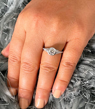 Load image into Gallery viewer, 14k White Gold Round Forever One Moissanite And Diamond Engagement Ring Bezel Set Deco Antique Style 1.04ct