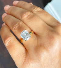 Load image into Gallery viewer, 14k solid yellow gold rectangular cushion cut moissanite engagement ring solitaire, bridal set, wedding, anniversary 4.00ct
