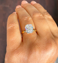 Load image into Gallery viewer, 14k solid yellow gold rectangular cushion cut moissanite engagement ring solitaire, bridal set, wedding, anniversary 4.00ct