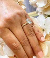 Load image into Gallery viewer, 14k solid yellow gold rectangular cushion cut moissanite engagement ring solitaire, bridal set, wedding, anniversary 4.00ct