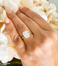 Load image into Gallery viewer, 14k solid yellow gold rectangular cushion cut moissanite engagement ring solitaire, bridal set, wedding, anniversary 4.00ct