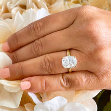 Load image into Gallery viewer, 14k solid yellow gold rectangular cushion cut moissanite engagement ring solitaire, bridal set, wedding, anniversary 4.00ct