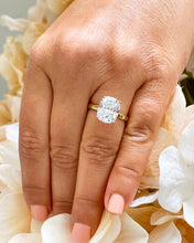 Load image into Gallery viewer, 14k solid yellow gold rectangular cushion cut moissanite engagement ring solitaire, bridal set, wedding, anniversary 4.00ct