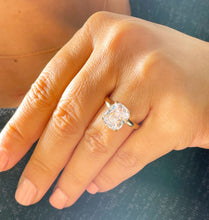 Load image into Gallery viewer, 14k solid yellow gold rectangular cushion cut moissanite engagement ring solitaire, bridal set, wedding, anniversary 4.00ct