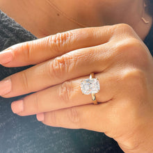 Load image into Gallery viewer, 14k solid yellow gold rectangular cushion cut moissanite engagement ring solitaire, bridal set, wedding, anniversary 4.00ct