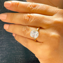 Load image into Gallery viewer, 14k solid yellow gold rectangular cushion cut moissanite engagement ring solitaire, bridal set, wedding, anniversary 4.00ct