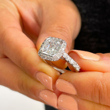 Load image into Gallery viewer, 14k White Gold Asscher Cut Moissanite and Diamond Bezel Engagement Ring Bridal Anniversary Wedding Natural Diamonds 4.00ctw