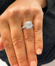 Load image into Gallery viewer, 14k White Gold Asscher Cut Forever One Moissanite and Diamond Bezel Engagement Ring Bridal Anniversary Wedding Natural Diamonds 4.00ctw